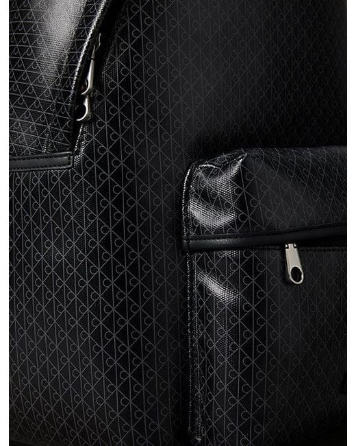 Calvin Klein Black Coated Canvas Emblem Logo Backpack for men