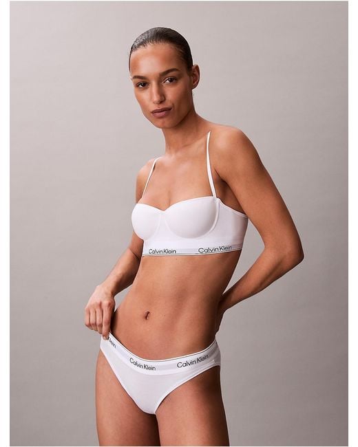 Calvin Klein White Icon Cotton Modal Ultralight Lightly Lined Balconette Bra