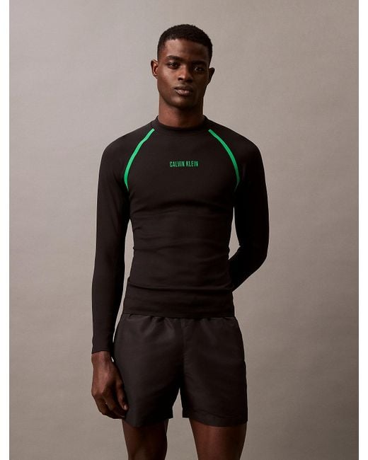 Calvin Klein Black Long Sleeve Rash Guard for men