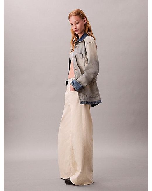 Calvin Klein Twill Broek Met Super Wijde Pijpen in het Natural