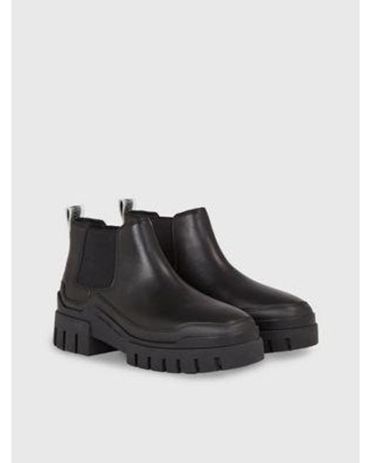 Calvin Klein Leren Chelsea Boots in het Black