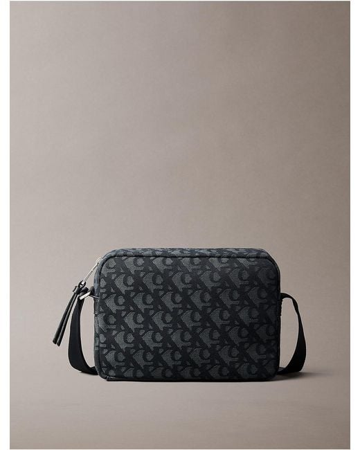 Calvin Klein Gray Allover Monogram Camera Bag for men
