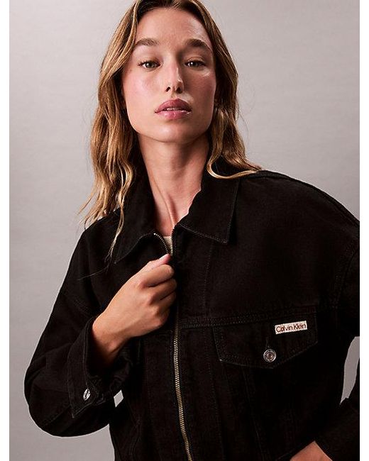 Calvin Klein Multicolor Jeans Cropped Zip Up Denim Jacket