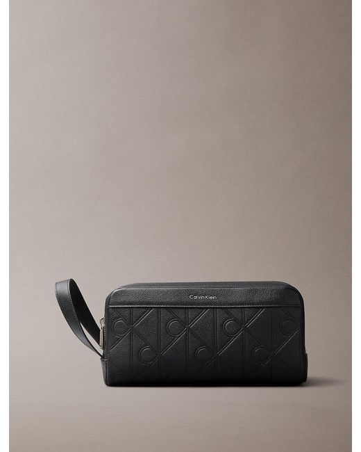Calvin Klein Gray Embossed Emblem Logo Dopp Kit for men