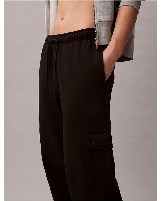 Calvin Klein Black Calvin Klein Monogram Fleece Cargo Joggers