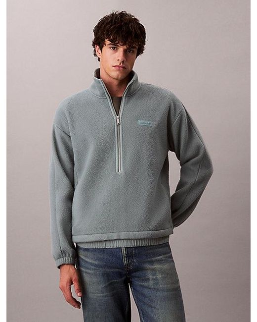 Calvin Klein Gray Quarter Zip Fleece Jumper for men