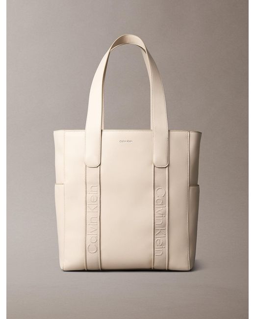 Calvin Klein Natural Jacquard Logo Laptop Tote Bag