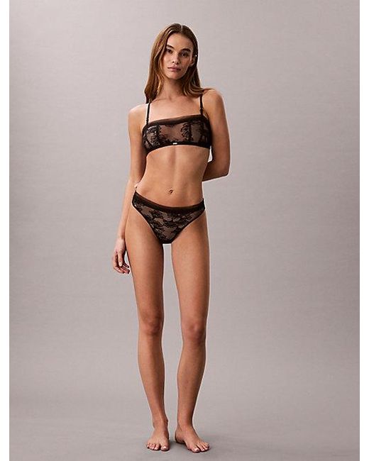 Calvin Klein Brown Bandeau Bra Ck Floral Lace