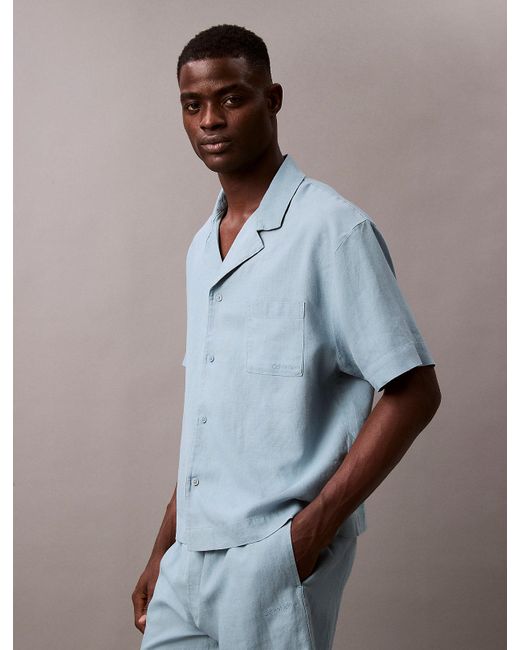Haut De Pyjama En Lin Mélangé Calvin Klein pour homme en coloris Blue