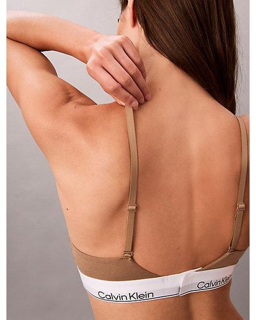 Calvin Klein Brown Lightly Lined Triangle Bralette Icon Cotton Modal