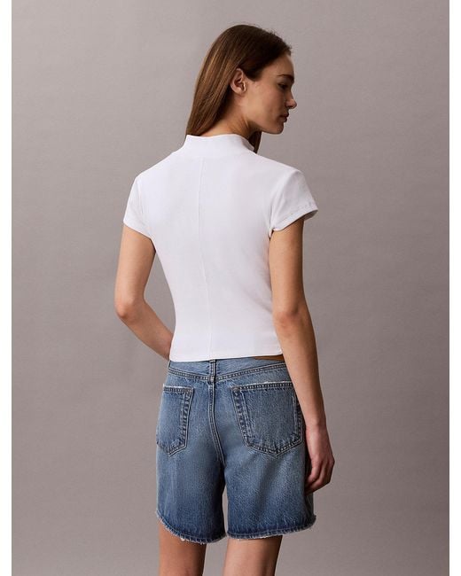 Calvin Klein Blue Monologo Patch Rib Zip Top