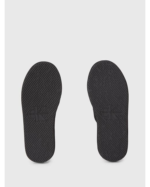 Calvin Klein Black Faux Shearling Slippers