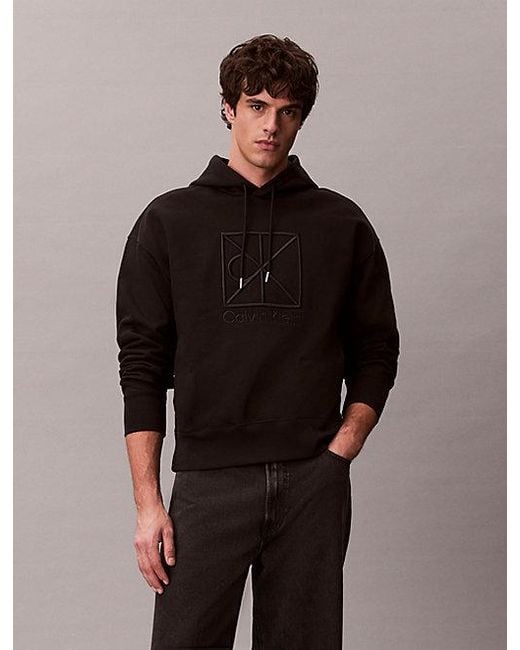 Calvin Klein Black Heavy Jersey Logo Hoodie for men