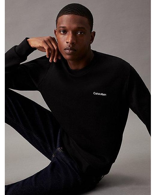 Calvin Klein Black Recycled Polyester Sweatshirt for men