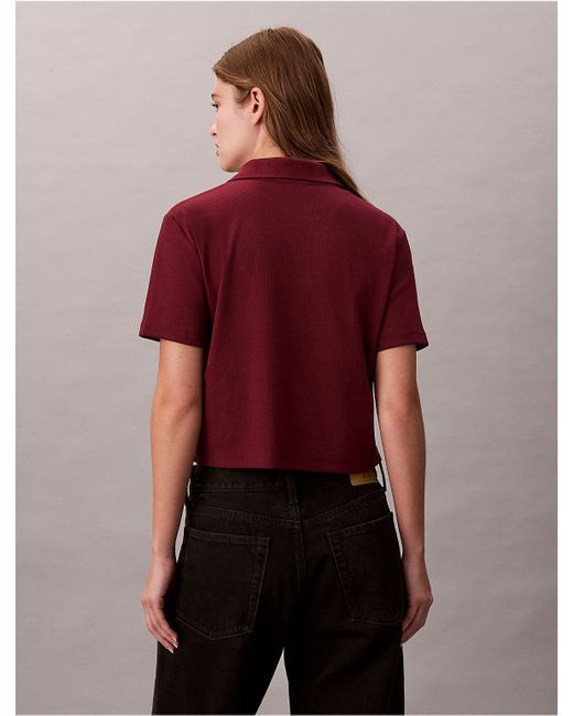 Calvin Klein Red Calvin Klein Cotton Contour Rib Polo Tee