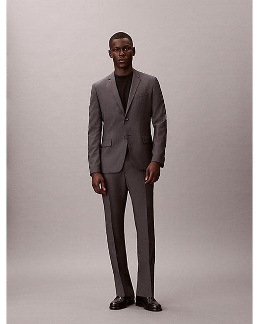 Calvin Klein Brown Slim Wool Textured Blazer for men