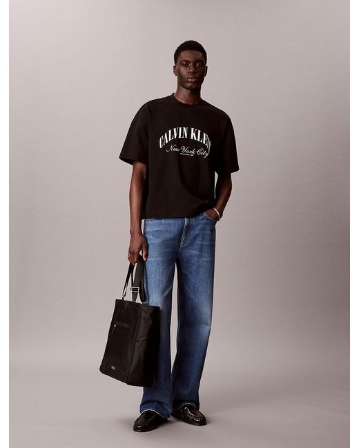 Calvin Klein Black Relaxed Varsity Logo T-Shirt for men