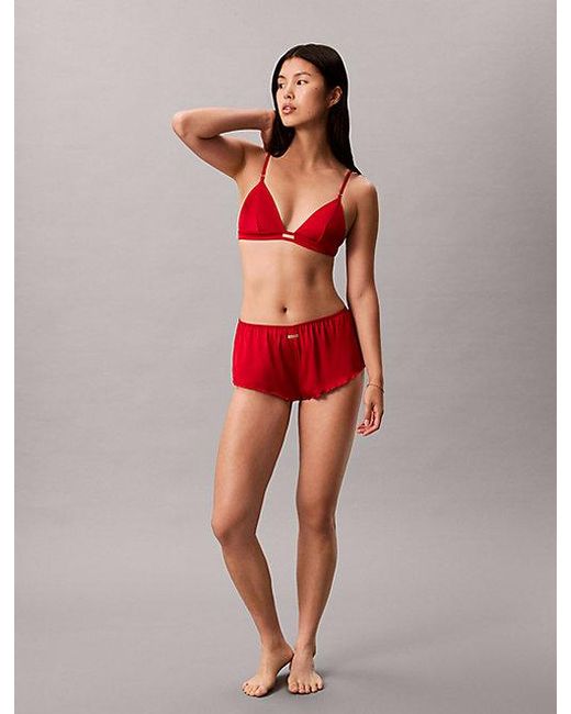 Calvin Klein Red Unlined Satin Triangle Bra Lunar New Year