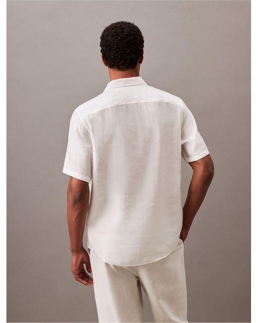 Calvin Klein White Textured Classic Button-down Shirt for men
