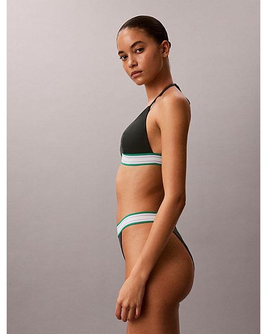Calvin Klein Multicolor Halter Triangle Bikini Top Ck Icon