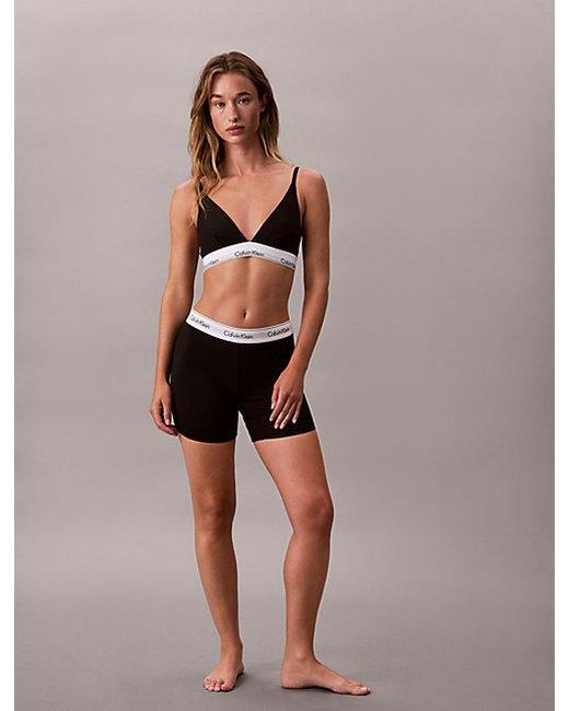 Calvin Klein Black Unlined Triangle Bralette Icon Cotton Modal