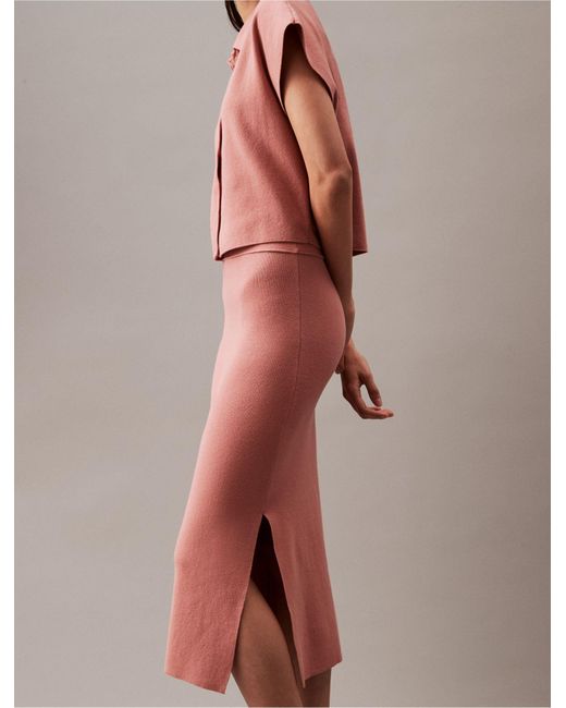 Calvin Klein Pink Split Hem Midi Skirt