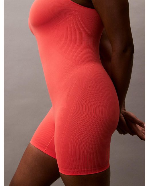 Calvin Klein Red Icon Shapewear Mid-Thigh Bodysuit