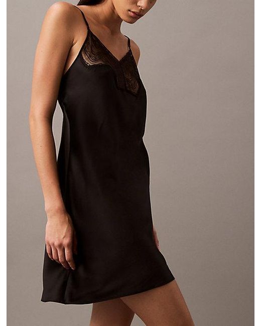Calvin Klein Black Satin Sheen Chemise