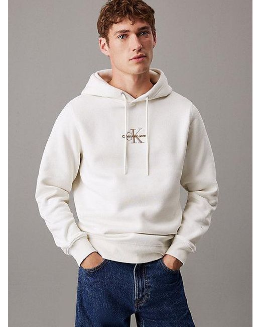Sudadera con capucha y monograma Calvin Klein de hombre de color Gray