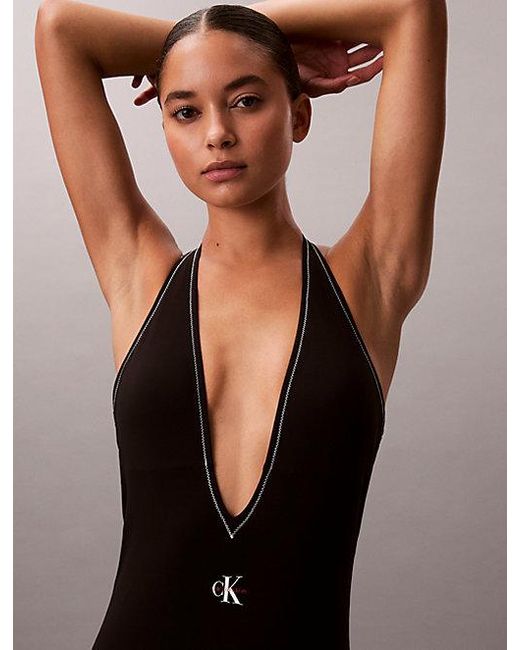 Calvin Klein Plunge Badpak in het Brown