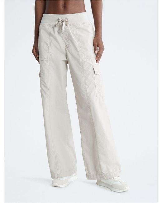 Calvin Klein White Performance Wide Leg Cargo Pants