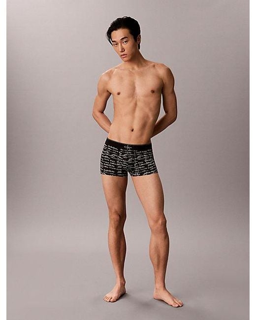 Calvin Klein Gray Low Rise Trunks Graphic Monogram Microfibre Stretch for men