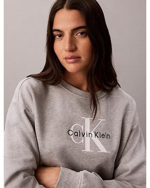Calvin Klein Gray Jeans Monologo French Terry Relaxed Sweatshirt
