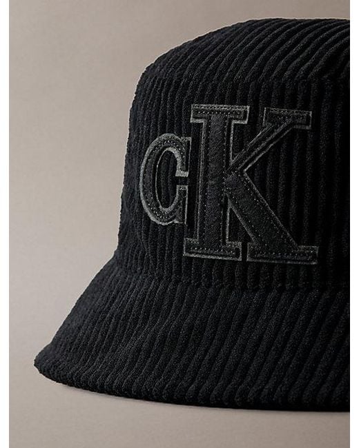 Calvin Klein Black Classic Monogram Felt Bucket Hat for men