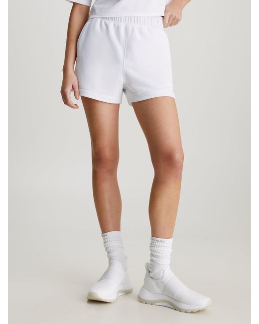 Calvin Klein White French Terry Gym Shorts