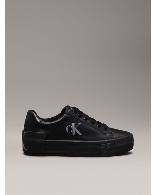 Calvin Klein Black Leather Platform Trainers