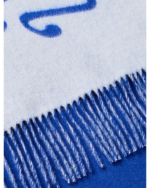 Calvin Klein Blue Warm Soft Wool Logo Scarf for men