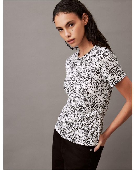 Calvin Klein Gray Refined Jersey Printed T-shirt