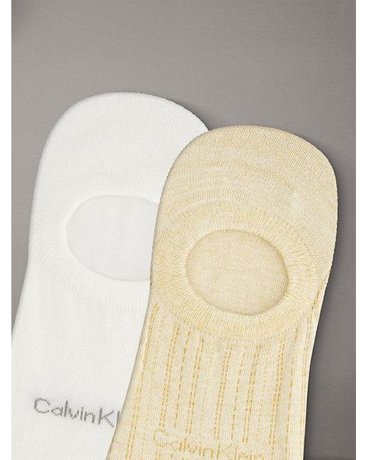 Calvin Klein White 2 Pack Soft Stripe Invisible Socks for men