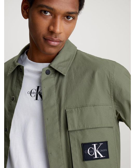 Calvin Klein Green Ripstop Utility Shirt Jacket for men