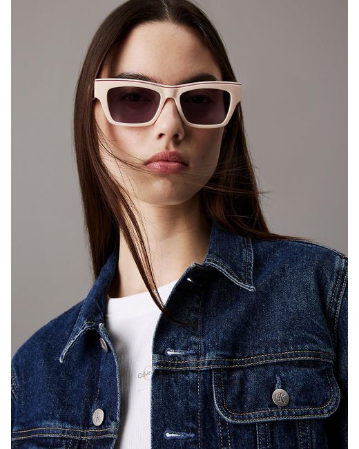 Calvin Klein Pink Modified Rectangle Sunglasses Ckj24602S
