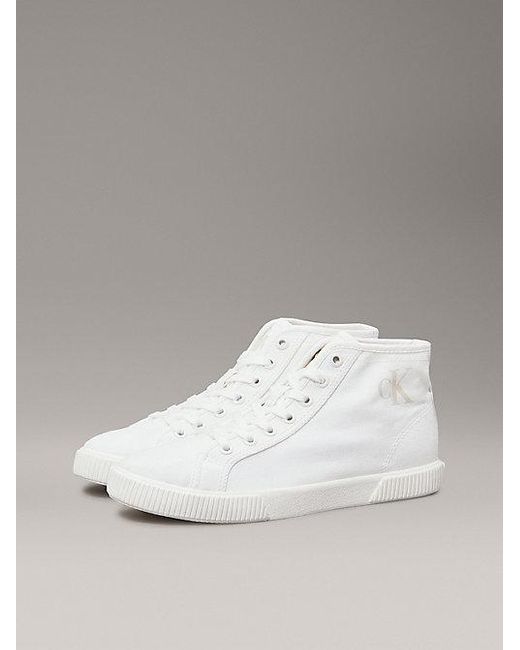 Calvin Klein Canvas High-Top Sneakers Met Laag Profiel in het Metallic