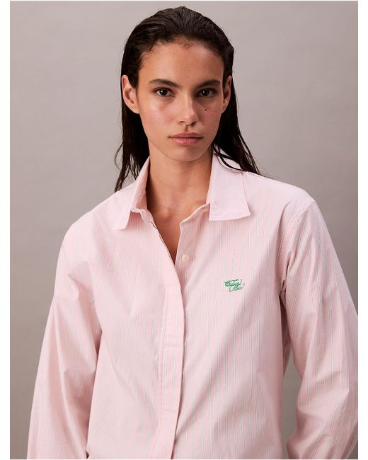 Calvin Klein Pink Stripe Relaxed Button-Down Shirt
