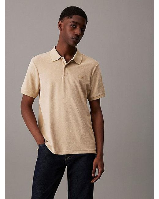 Calvin Klein Poloshirt aus Frottee in Natural für Herren