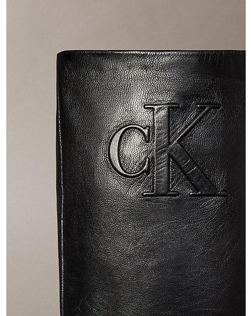 Calvin Klein Black Soft Nappa Leather Touchscreen Gloves