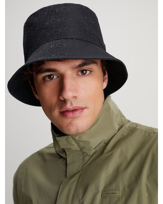 Calvin Klein Blue Logo Jacquard Bucket Hat for men