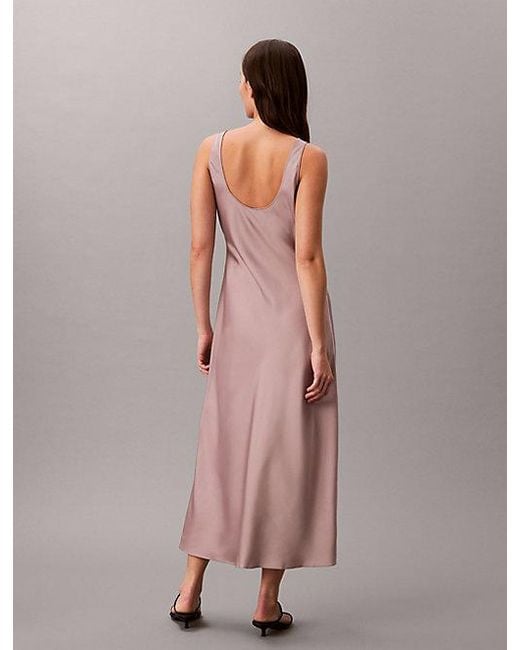 Calvin Klein Pink Satin Midi Slip Dress