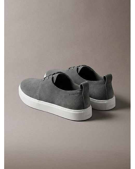 Calvin Klein Gray Suede Hybrid Derby Shoes for men