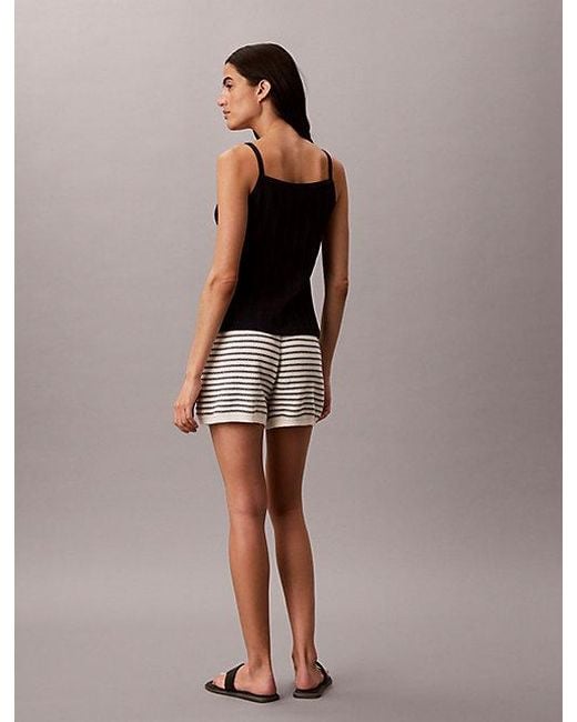 Calvin Klein White Jeans Cotton Stripe Knit Shorts
