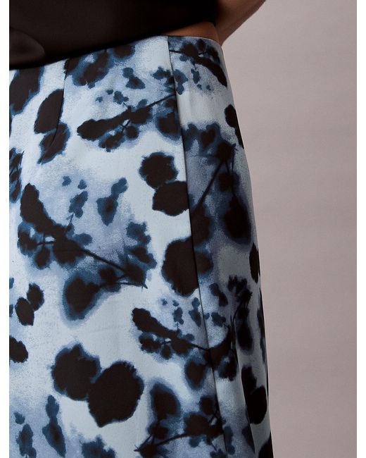 Calvin Klein Multicolor Printed Satin Midi Skirt